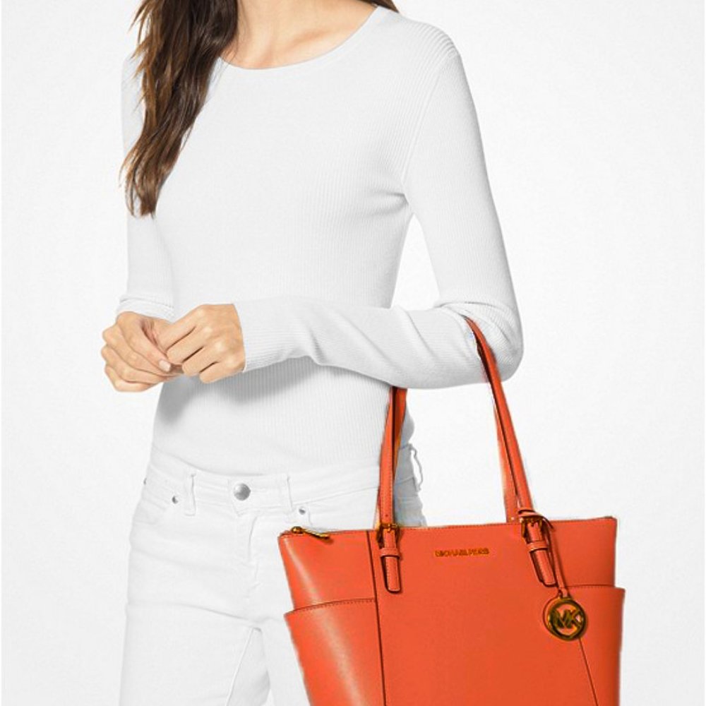 Michael Kors Women's Orange Saffiano Leather Tote
